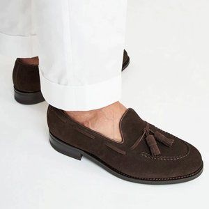 Brand New - Cobbler Union Thomas Brown Suede Tassel Loafer Shoes - Size 8UK